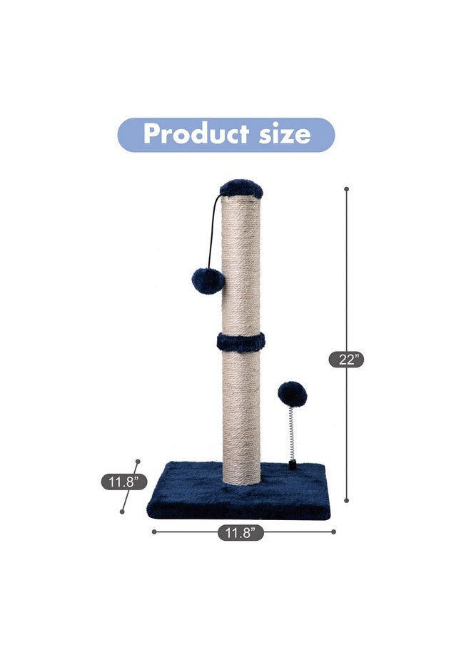 MECOOL MECOOL Cat Scratching Post Premium Basics Kitten Scratcher Sisal Scratch Posts with Hanging Ball 22 in for Kittens or Smaller Cats, Navy  - Image 5