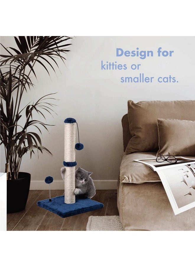 MECOOL MECOOL Cat Scratching Post Premium Basics Kitten Scratcher Sisal Scratch Posts with Hanging Ball 22 in for Kittens or Smaller Cats, Navy  - Image 3