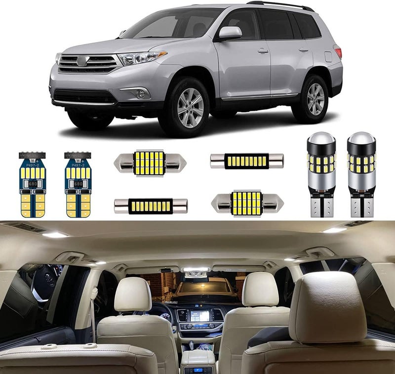 AUTOGINE Super Bright 6000K White LED Interior Light Bulbs Kit for 2008-2013 Toyota Highlander - Image 1
