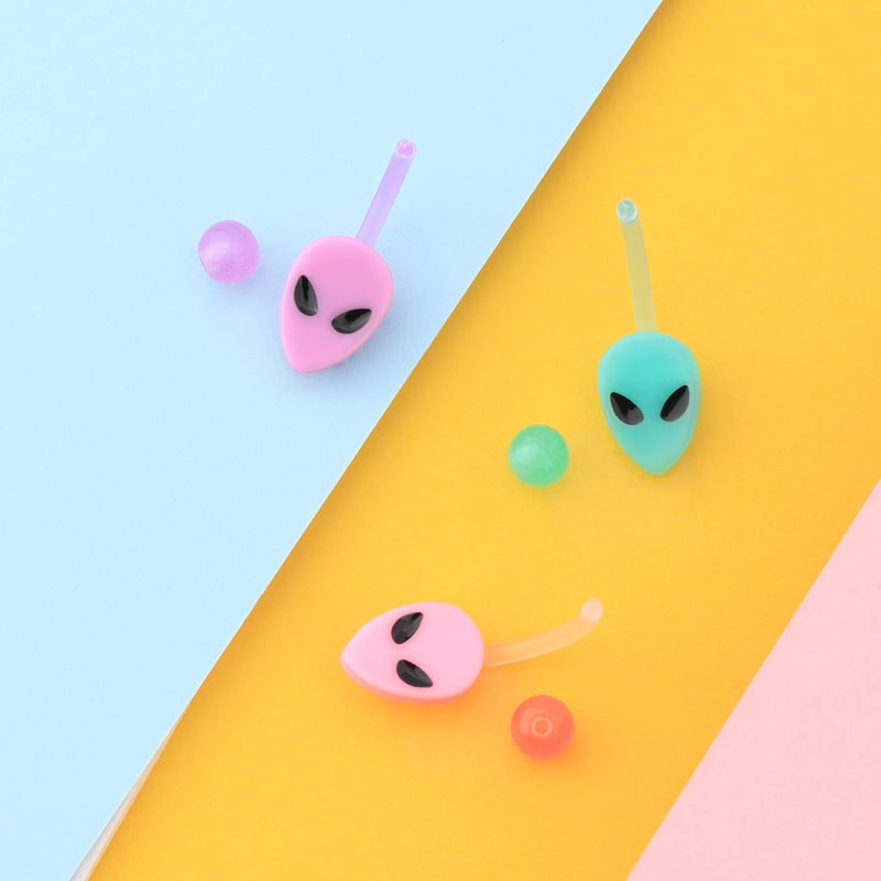 Melighting Plastic Belly Button Rings 14G Alien Belly Rings for Women Arcylic Belly Piercing Jewelry for Women Soft Navel Barbell Body Piercing Jewelry - Image 3