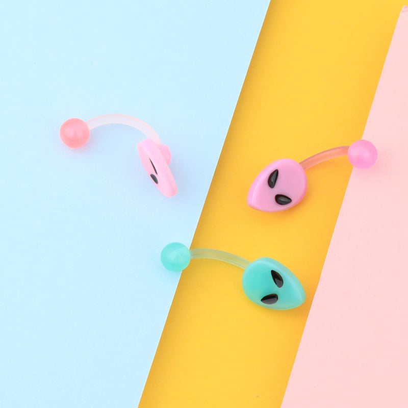 Melighting Plastic Belly Button Rings 14G Alien Belly Rings for Women Arcylic Belly Piercing Jewelry for Women Soft Navel Barbell Body Piercing Jewelry - Image 5