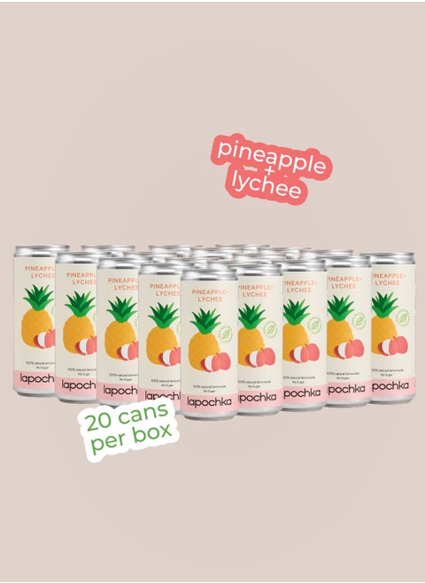 Lapochka Natural Lemonade with Pineapple & Lychee 330 ml Pack of 20