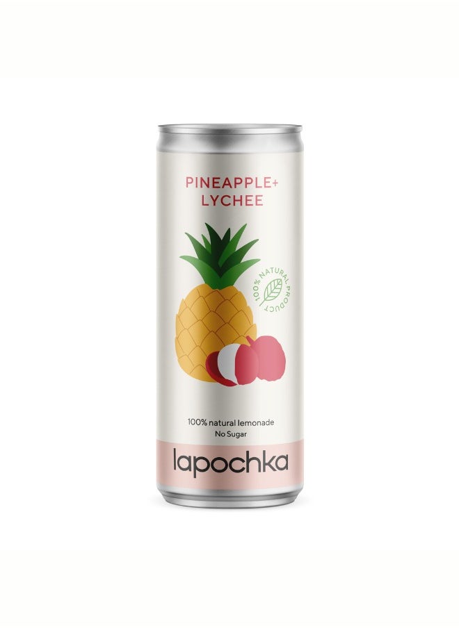 Lapochka Natural Lemonade with Pineapple & Lychee 330 ml Pack of 20