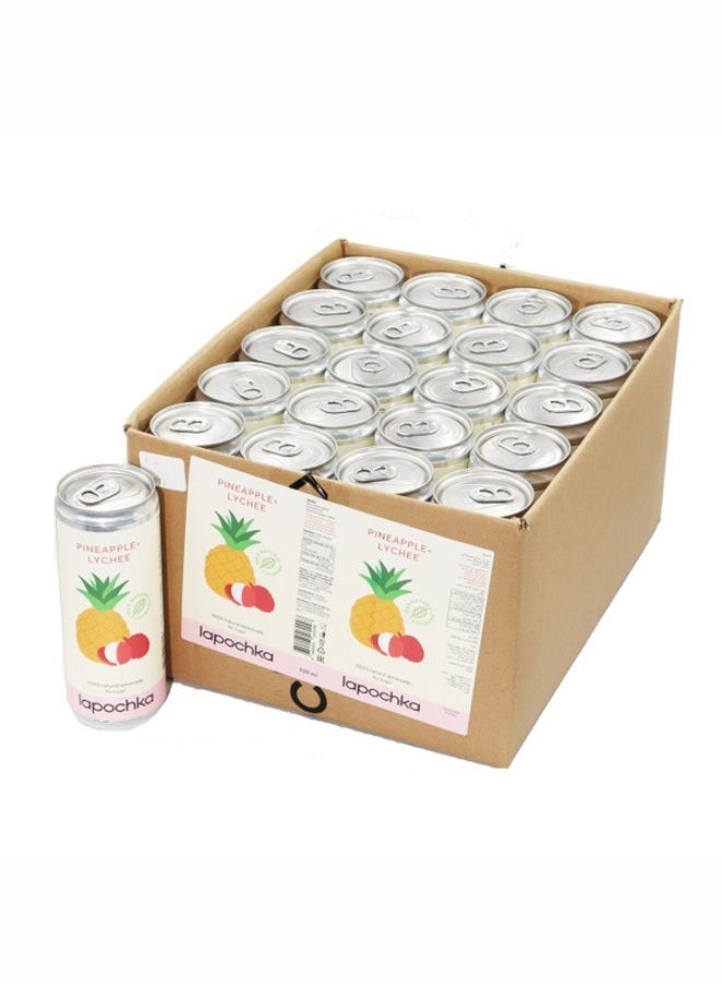 Lapochka Natural Lemonade with Pineapple & Lychee 330 ml Pack of 20