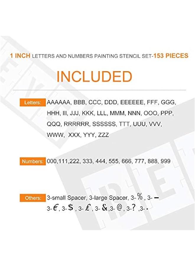 Arabest 153 Pcs 1 Inch Letter Stencils Number Symbol Painting Stencil Set Reusable Plastic Alphabet Painting Templates Interlocking Kit for Wood Wall Fabric Door Craft DIY Art Projects  - Image 4