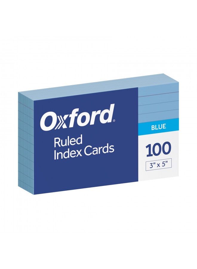 Oxford Ruled Color Index Cards, 3" x 5", Blue, 100 Per Pack (7321 BLU)