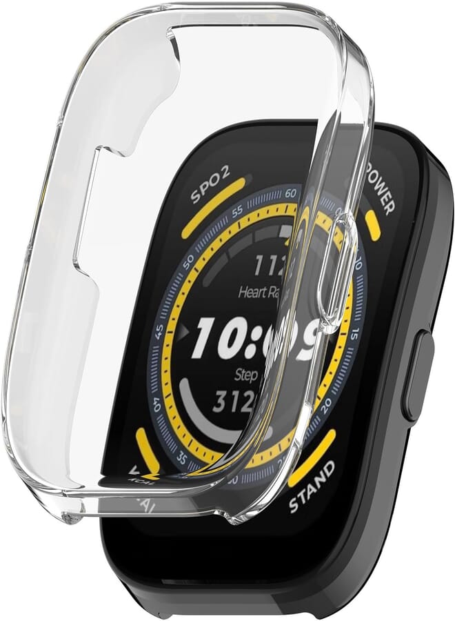 FASHION MANIA fashion mania TPU Case With Screen Protector Film for Amazfit Bip 5, All-Inclusive Anti-Drop Electroplating Cover (clear)