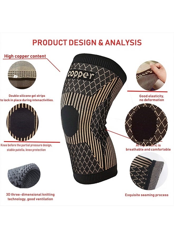 SHENGYADE - Copper Knee Brace -Copper Knee Sleeve Compression For Sports,Workout,Arthritis Pain Relief and Support-Single (L) - Image 1