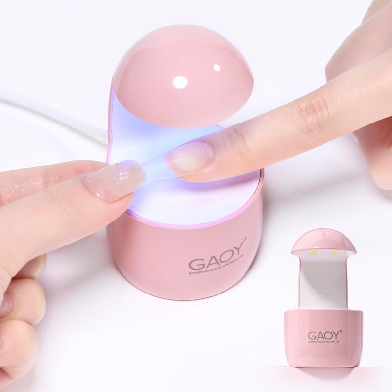 GAOY Mini UV Light for Gel Nails Small Nail Cure Light Eggshell LED Nail Lamp USB Nail Dryer for Fast Curing Pink
