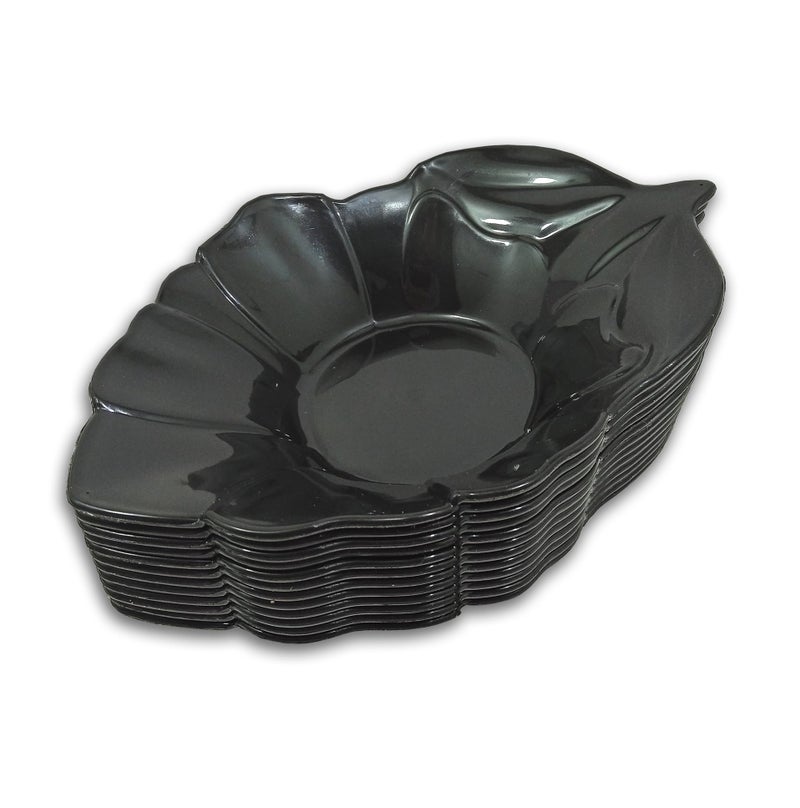 BHOJANWARE Serve Snacks in Style with our Designer Shape Plastic Platter Set of 12 in Black Color- Perfect for Dinner Parties and Entertaining! (Size: 18.5 Cm/ 7.2 Inch) - Image 3