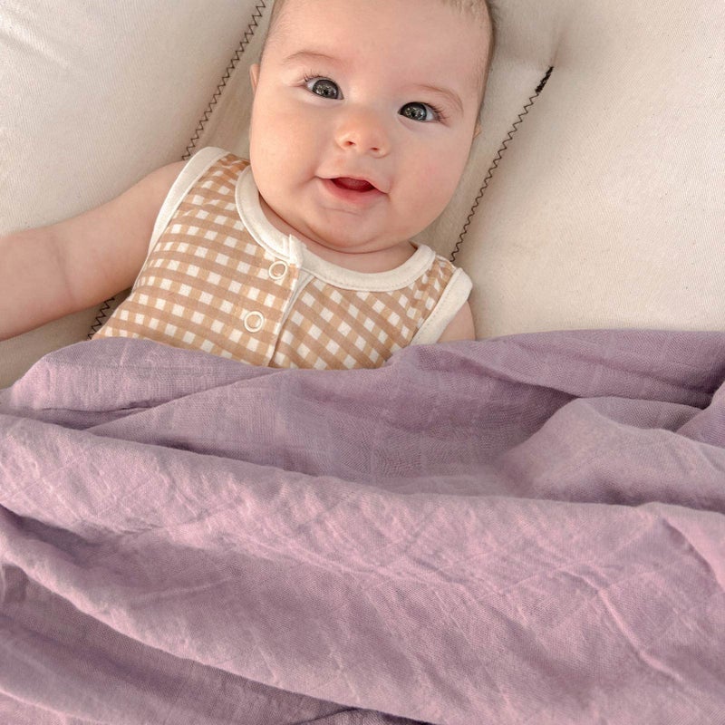 LifeTree Baby Swaddle Blankets Girls, Organic Muslin Swaddle Blankets Unisex Swaddling Wrap Receiving Blanket Neutral for Newborn, Organic Cotton, Large 47 x 47 inches, Lavender & Mauve - Image 3