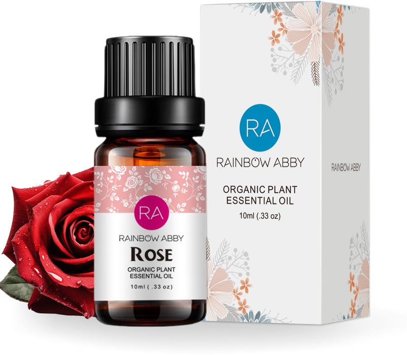 Rainbow Abby Rose Essential Oil Pure Organic Rose Oil for Diffuser, Perfume, Massage, Aroma, Bath - 10ML - Image 1