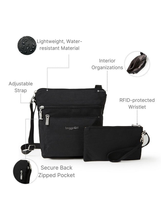 Baggallini womens Pocket With Rfid Crossbody Bags, Black/Sand, One Size US - Image 2