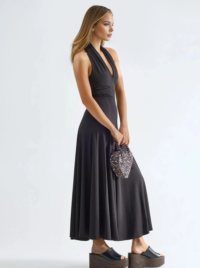 Qustyle QU STYLE Halter Neck Maxi Dress - Image 3