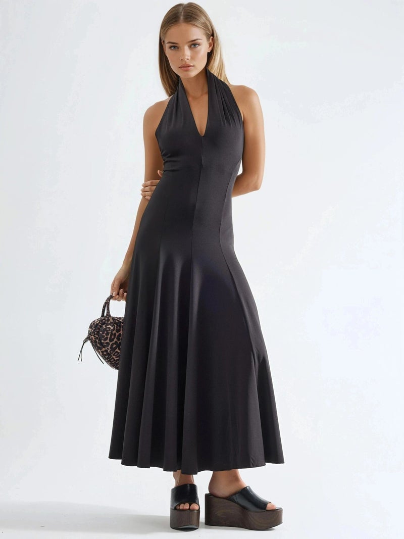Qustyle QU STYLE Halter Neck Maxi Dress - Image 2