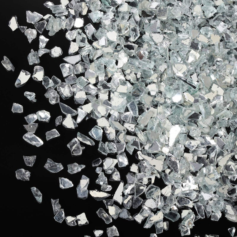 Patelai Crushed Glass for Crafts Glitter Resin Art Broken Decorative Crushed Mirror Vase Filler Crush Glass Pieces for Vase Pool Bar Fish Tank Garden Decoration2 PoundWhite