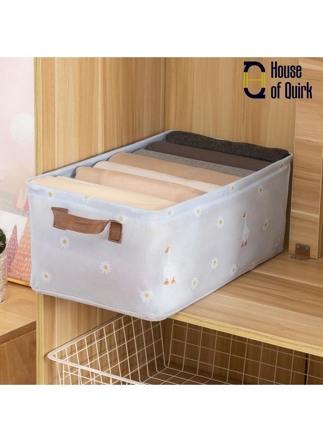 HOUSE OF QUIRK House of Quirk 1pcs Store Wardrobe Organizer For Clothes With Metal Fram Foldable Storage Box, Clothing Storage Boxes For Pants, Shirt, Sweaters, Jeans, Socks (Blue Duck)  - Image 2