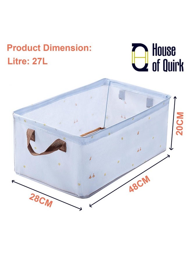 HOUSE OF QUIRK House of Quirk 1pcs Store Wardrobe Organizer For Clothes With Metal Fram Foldable Storage Box, Clothing Storage Boxes For Pants, Shirt, Sweaters, Jeans, Socks (Blue Duck)  - Image 3