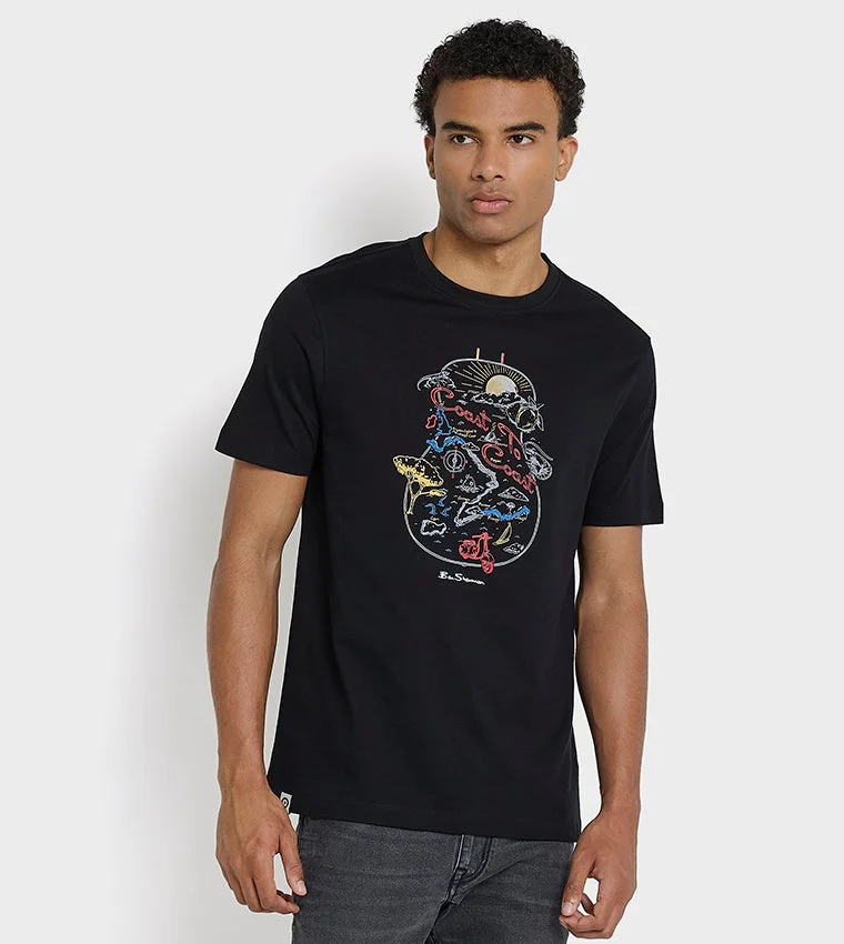 بين شيرمان Ben Sherman Men's Crew Neck Short Sleeve Printed T-Shirt