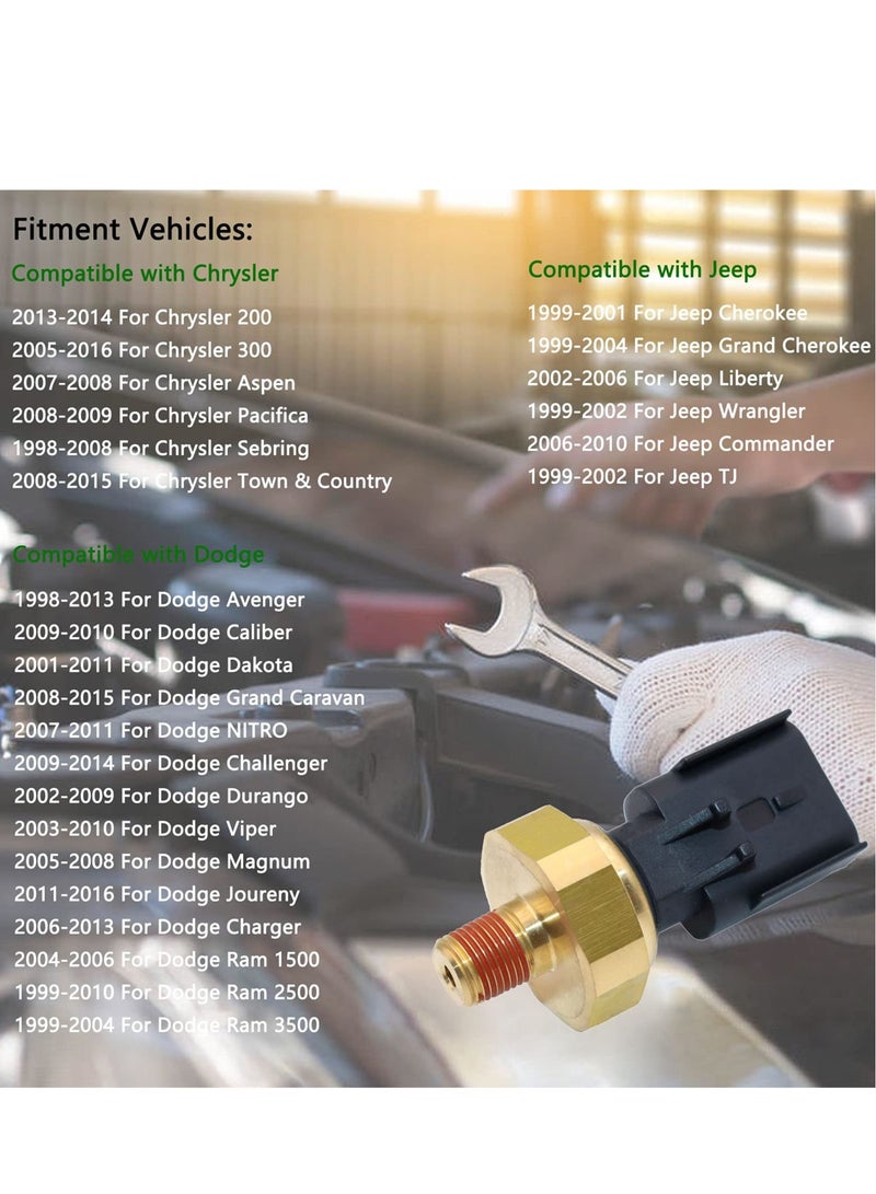 Engine Oil Pressure Sensor Sender Switch 5149062AA, Compatible with Chrysler 200 Aspen Pacifica Jeep Grand Cherokee Dodge Magnum Avenger Ram 1500 2500 3500 05149062AA, 5149064AA, 5149062AB
