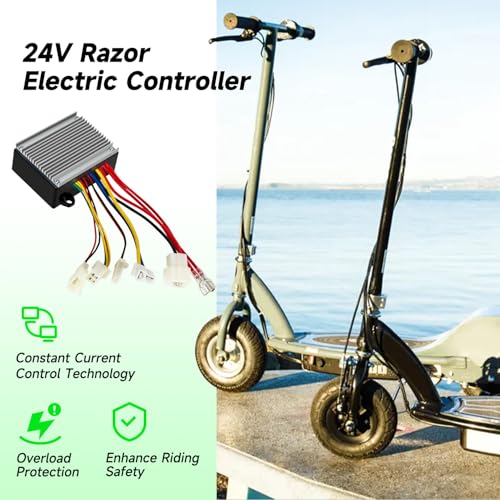 XIKOBY 24V Controller and Throttle Compatible with Razor E200 E300 Electric Scooter MX350 (V33-36) Dirt Bike, Control Module for E200 (V13-23) E300 (V20+) E-Scooter Parts Charger Port Handlebar Grips - Image 2
