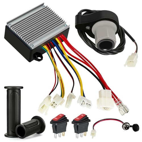 XIKOBY 24V Controller and Throttle Compatible with Razor E200 E300 Electric Scooter MX350 (V33-36) Dirt Bike, Control Module for E200 (V13-23) E300 (V20+) E-Scooter Parts Charger Port Handlebar Grips - Image 1