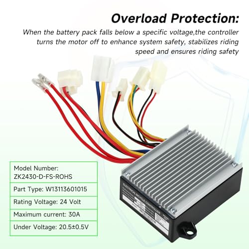 XIKOBY 24V Controller and Throttle Compatible with Razor E200 E300 Electric Scooter MX350 (V33-36) Dirt Bike, Control Module for E200 (V13-23) E300 (V20+) E-Scooter Parts Charger Port Handlebar Grips - Image 4