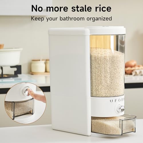 UFORU Rice Dispenser 20 lbs | Large Rice Storage Container for Kitchen&Pantry - Space-saving, Moisture & Pest-proof, BPA-Free - Dry Food Dispenser with One-Touch Dispenser & Measuring Cup for Families - Image 4