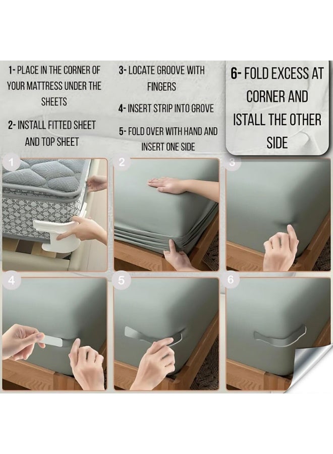 4-piece bed sheet fasteners, bed sheet locking clips, to secure bed sheets at all four corners, keep bed sheets organized, bed sheet holders, fit all mattress sizes, bed sheet maintenance tools - Image 3