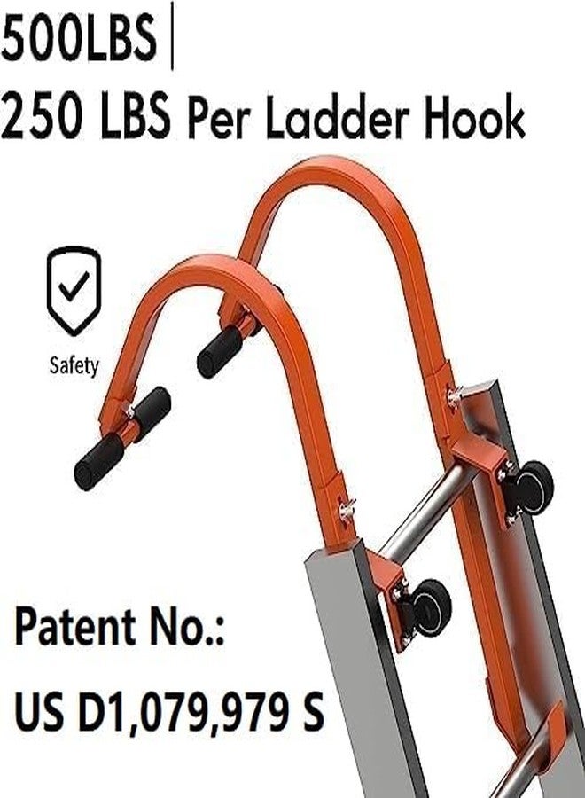Foozet Roof Ladder Hook, 2 Pack Ladder Stabilizer, Heavy Duty Steel 500 Lbs Weight Ratin, Roof Ridge Extension with Wheel for Safe and Easy Access - Image 2