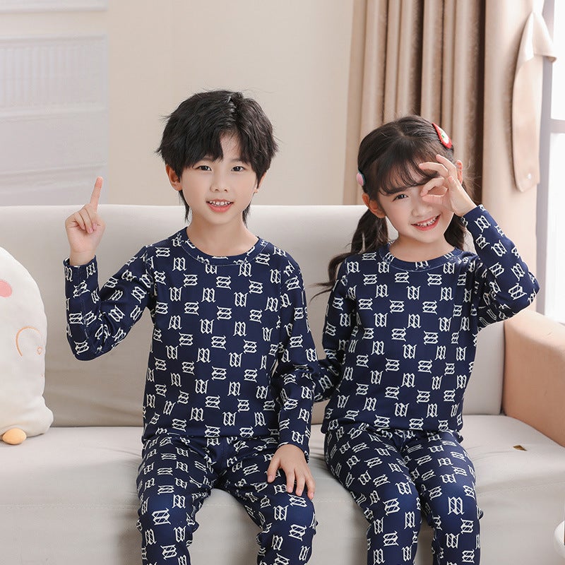 Children'S Double-Sided Sanding Printed Cute Cotton Sweater Children'S Traceless Thermal Underwear Printed Suit - Image 4