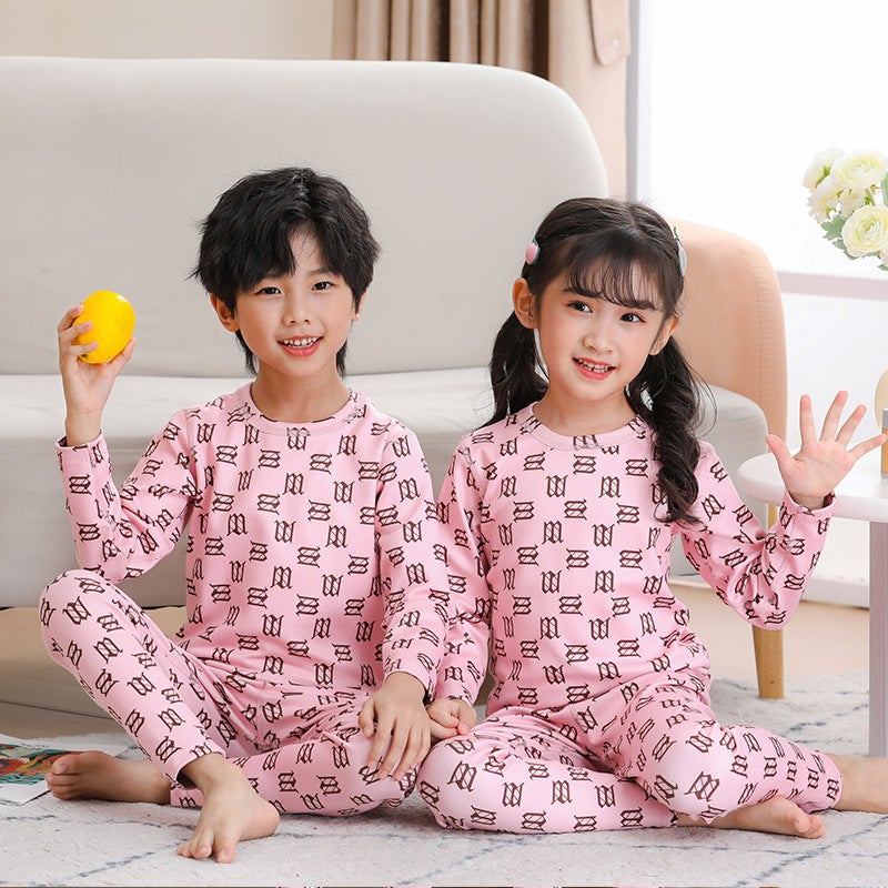Children'S Double-Sided Sanding Printed Cute Cotton Sweater Children'S Traceless Thermal Underwear Printed Suit - Image 3