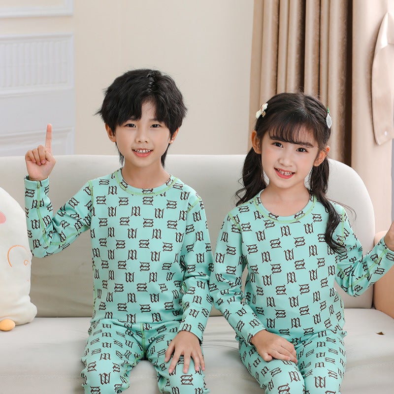 Children'S Double-Sided Sanding Printed Cute Cotton Sweater Children'S Traceless Thermal Underwear Printed Suit - Image 5