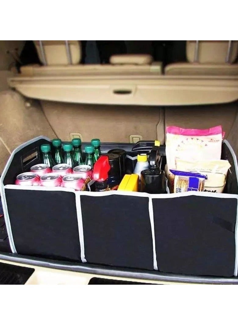 Generic Car Trunk Organizer for All Vehicle Types - 3 Compartment Foldable Storage Box, Ideal for Road Trips - Image 1