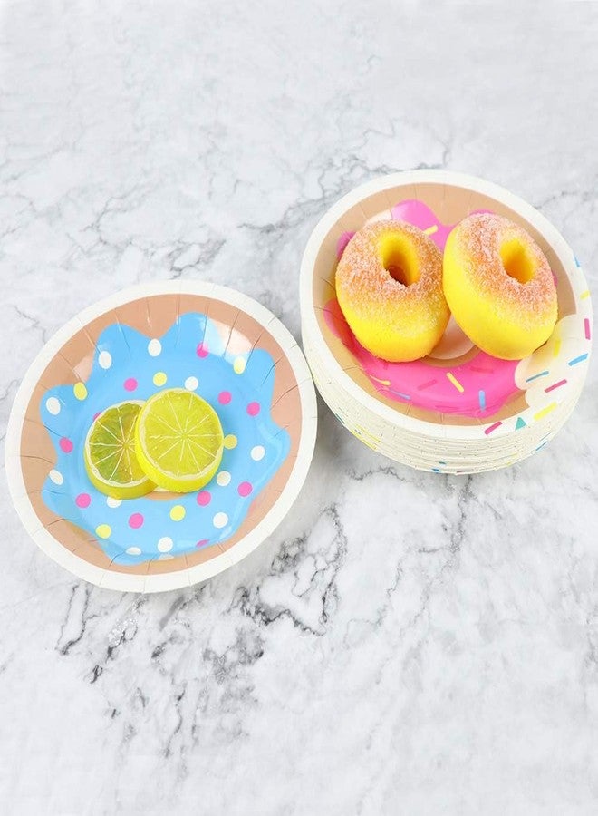 Pandecor 50 Pcs Donut 7 Inch Disposable Paper Dessert Plates for Donut Birthday Party Decoration (donut) - Image 3