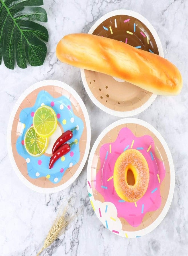 Pandecor 50 Pcs Donut 7 Inch Disposable Paper Dessert Plates for Donut Birthday Party Decoration (donut) - Image 5
