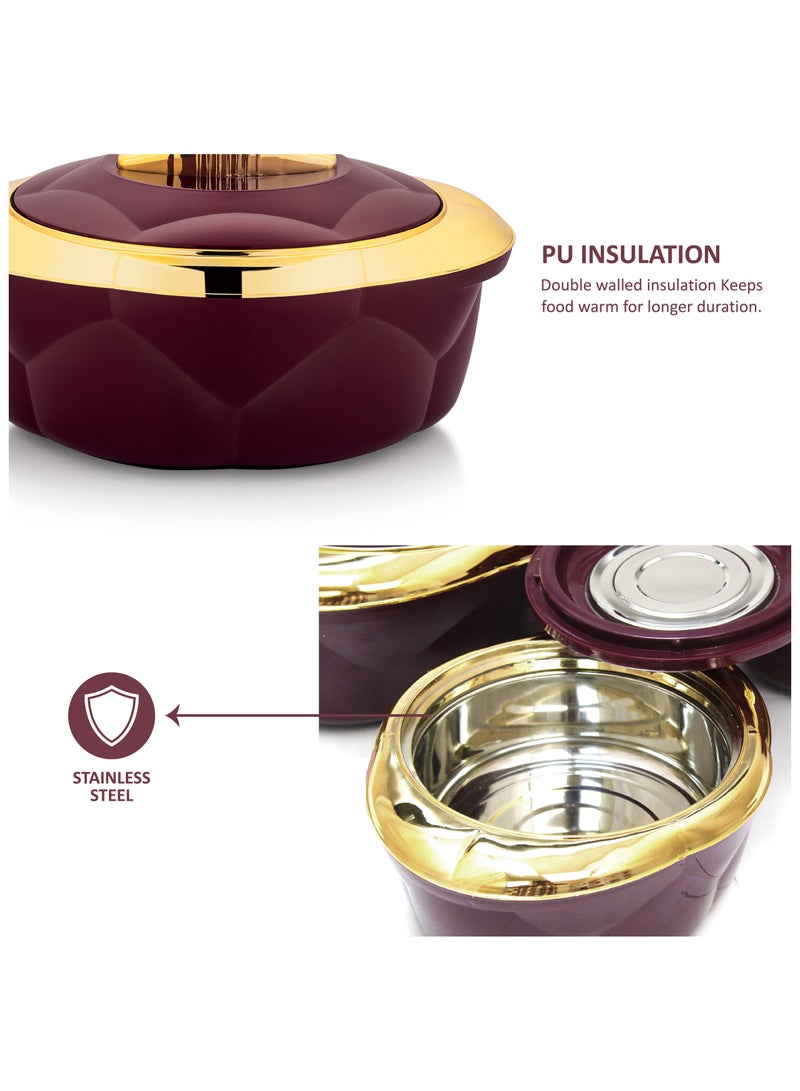 Allure 3pcs Casserole Set  Stainless Steel Inner Casing Maroon Color - 2.2L,4.0L,6.0L - Image 4