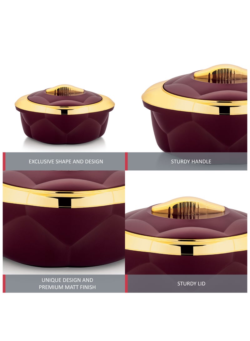 Allure 3pcs Casserole Set  Stainless Steel Inner Casing Maroon Color - 2.2L,4.0L,6.0L - Image 2