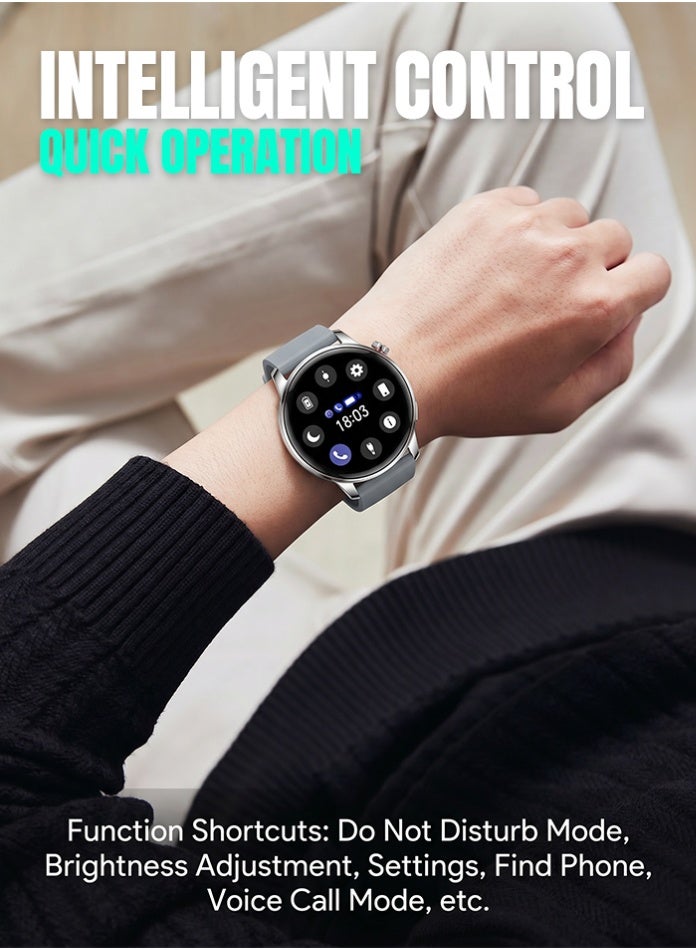 Starfire Smart Watch, 1.43-Inch Full Touch Display, Sports Monitoring Fitness Tracker, IP68 Water Resistant, Magnetic Charging, Lightweight Zinc Alloy Body, Silver - Image 4