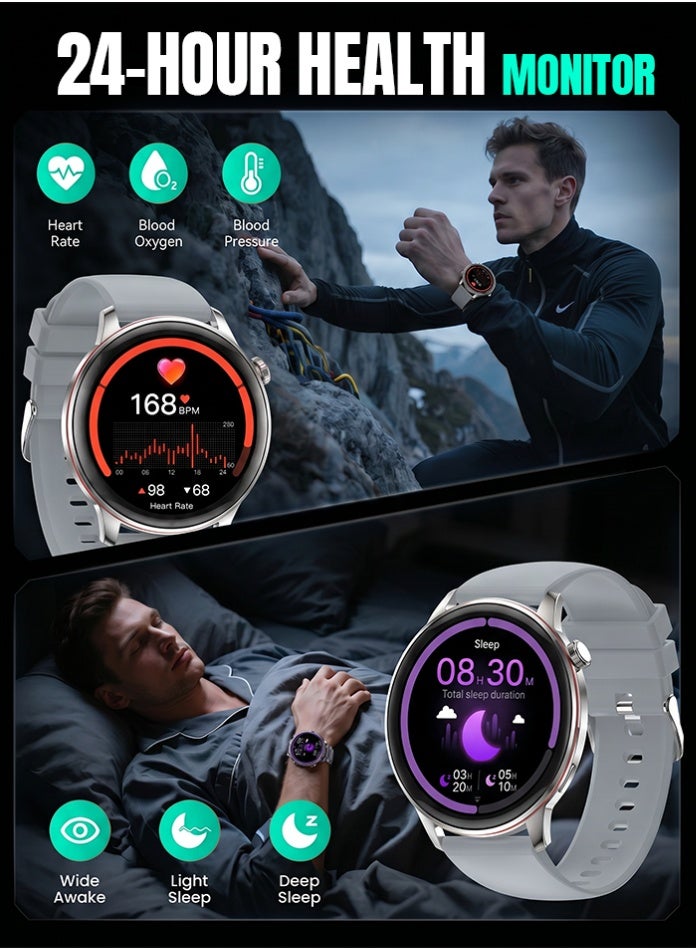 Starfire Smart Watch, 1.43-Inch Full Touch Display, Sports Monitoring Fitness Tracker, IP68 Water Resistant, Magnetic Charging, Lightweight Zinc Alloy Body, Silver - Image 5