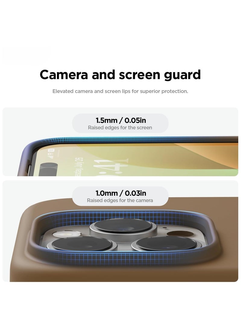 أكاليكس جراب سيليكون متوافق مع iPhone 16 Pro، جراب هاتف واقٍ من السيليكون السائل النحيف المكون من 3 طبقات من المطاط الهلامي الناعم المقاوم للصدمات مع بطانة من مادة TPU (بني) - Image 4