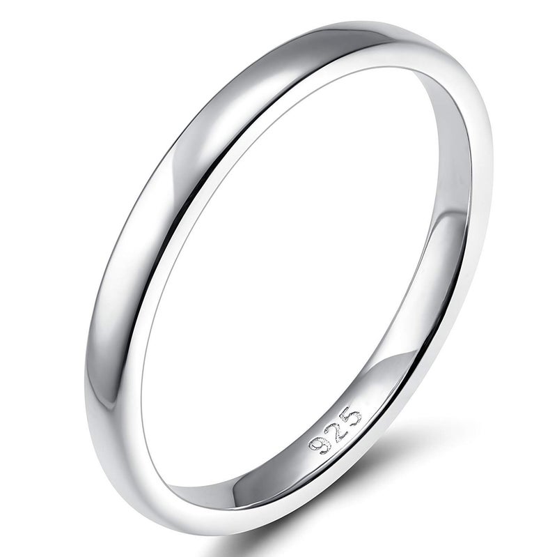 EAMTI 2mm 925 Sterling Silver Ring Thin High Polish Plain Dome Comfort Fit Size 4.5 - Image 1
