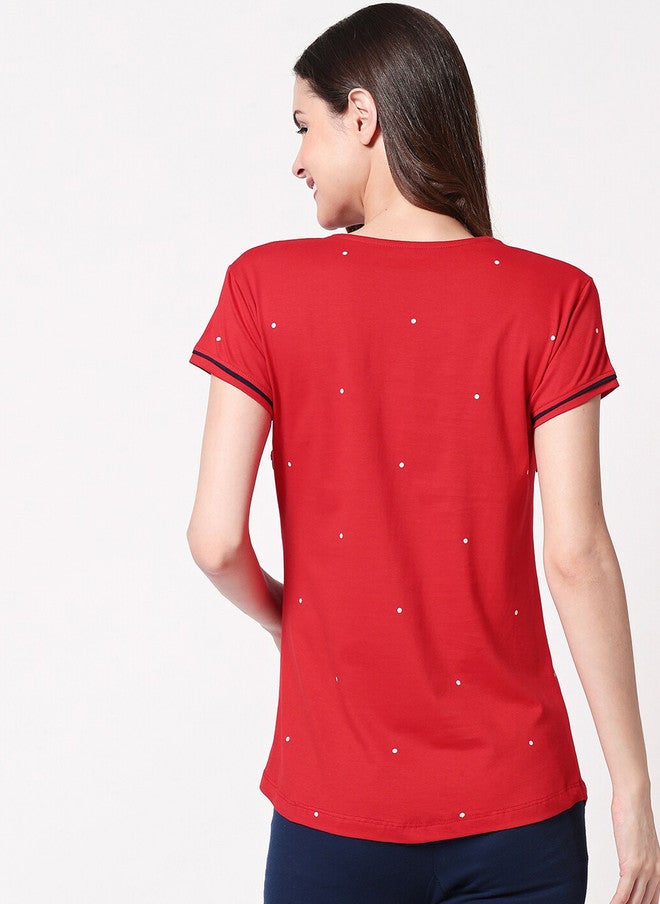 Zeyo Women Red Maternity Lounge T-shirt - Image 4