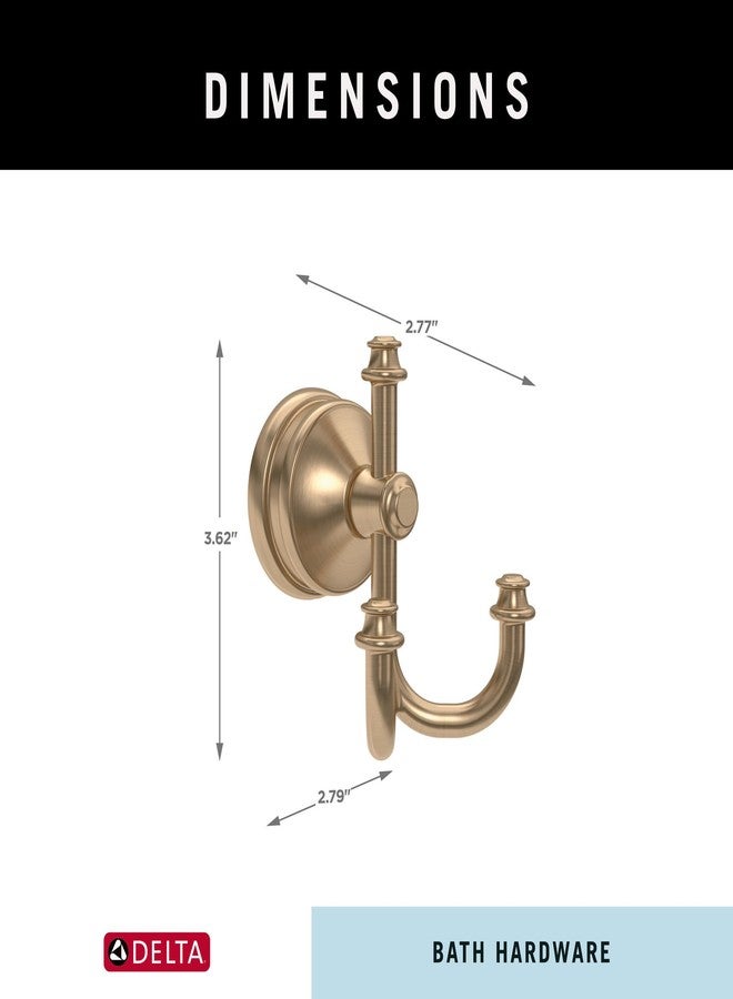 Delta Mylan (1-Pack) Towel Hooks Champagne Bronze Triple Wall Mounted for Robes 3-Prong Multi-Use Holder, Gold Bathroom Accessories MYN35-CZ - Image 5
