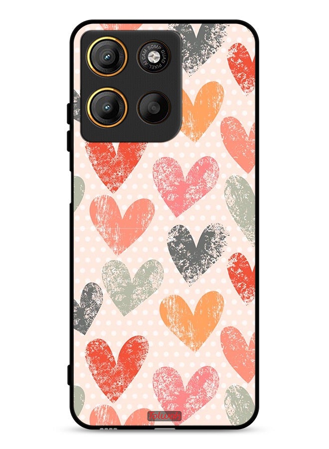 Tolwak Motorola Moto G15 Protective Case Cover Hearts Art