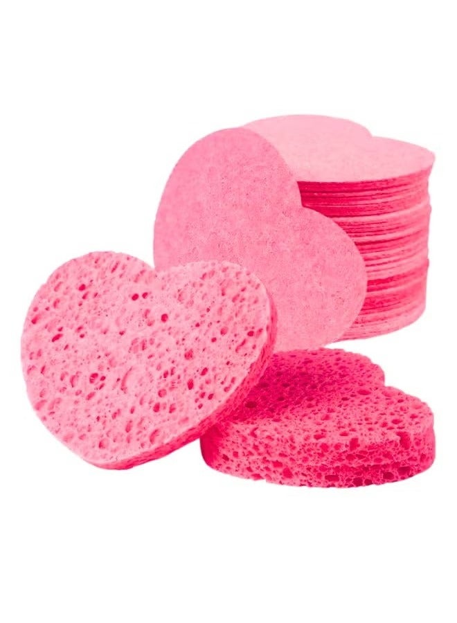 Heart Shaped Exfoliating Cleansing Sponge, Makeup Remover, Face Washing Sponge Pads - 20 pcs - Image 1