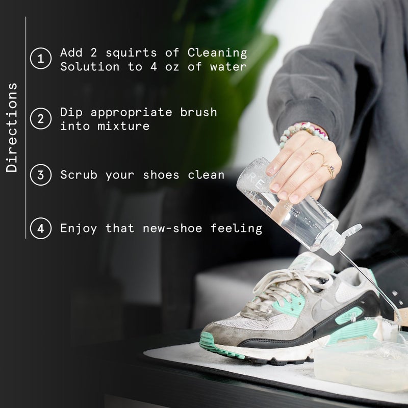 Reshoevn8r Shoe Cleaning Solution, 8 oz - Sneaker Cleaner & Shoe Care for Canvas, Leather, Mesh, Suede, White, & Nubuck Shoes - Shoe Cleaner Sneakers Kit Solution in Easy-to-Use Bottle - 60-100 Uses - Image 4