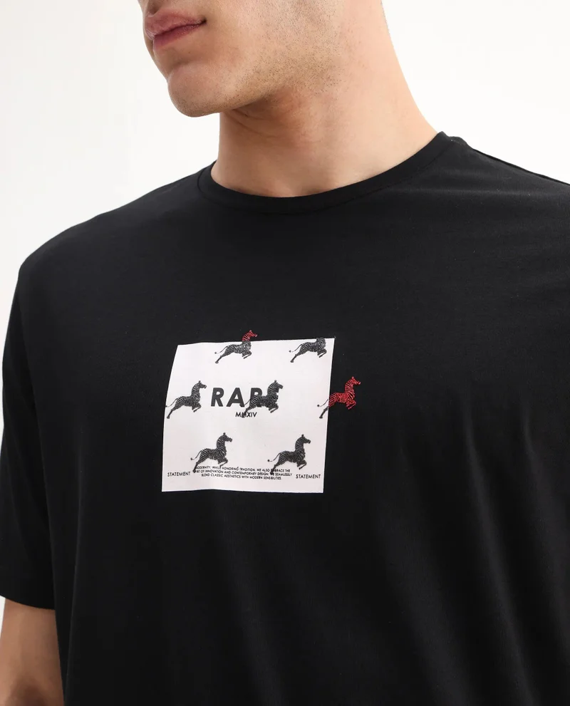 Rare Rabbit Men's Regular Fit Graphic Print T-Shirt