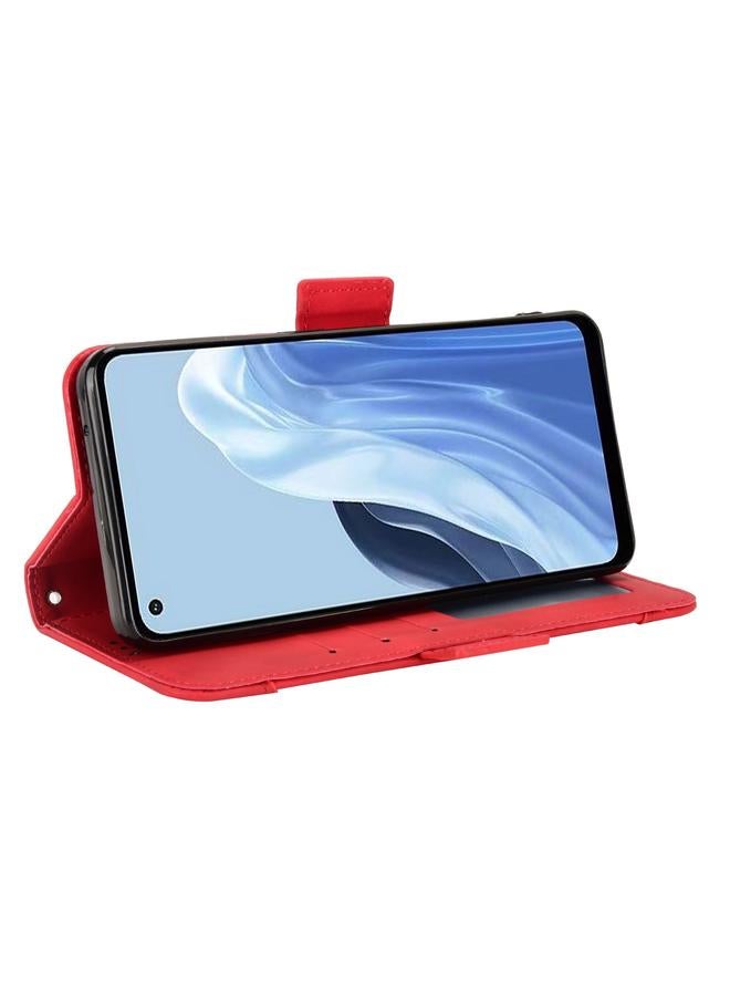 اس-توب جراب هاتف OPPO Reno7 A Skin Feel Calf Fabric مع فتحات للبطاقات من الجلد - Image 4