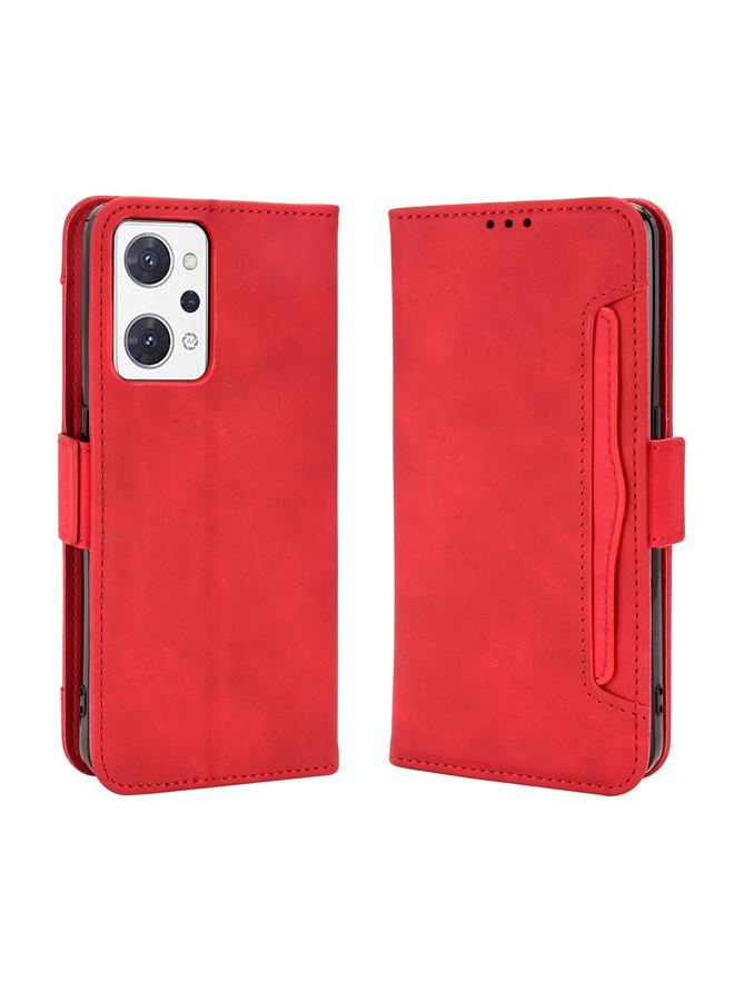 اس-توب جراب هاتف OPPO Reno7 A Skin Feel Calf Fabric مع فتحات للبطاقات من الجلد - Image 2